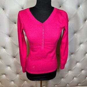 Col Story V-Neck Long Sleeve Pink Top Size S